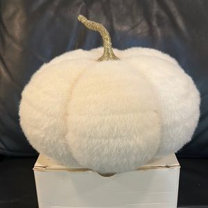 NWT, faux white fur pumpkin